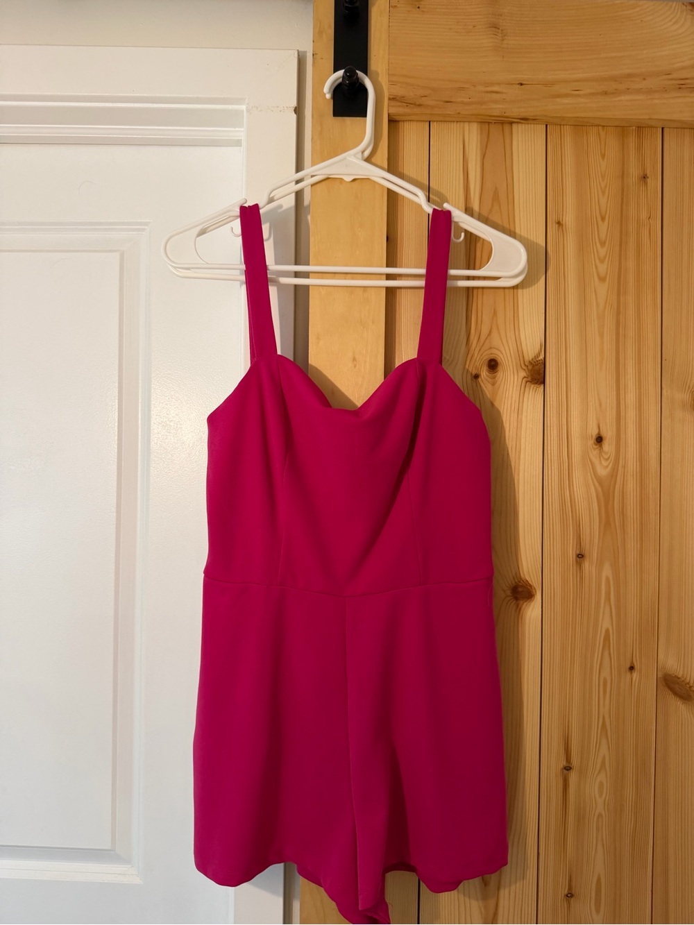 Sleeveless Hot Pink Romper with Sweetheart Neckline